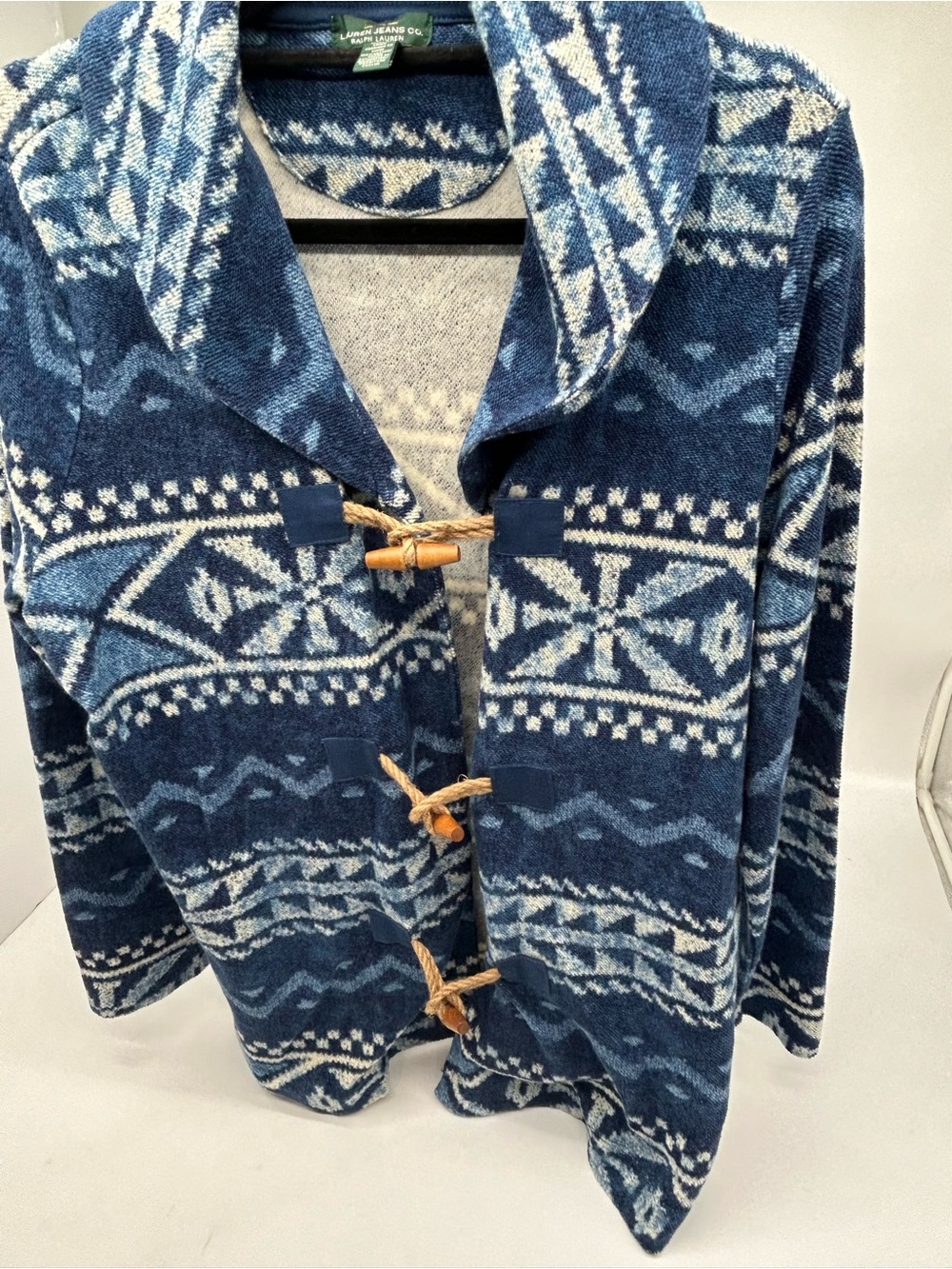 Ralph Lauren Navy and Cream Nordic Toggle Cardigan - Picture 3 of 9